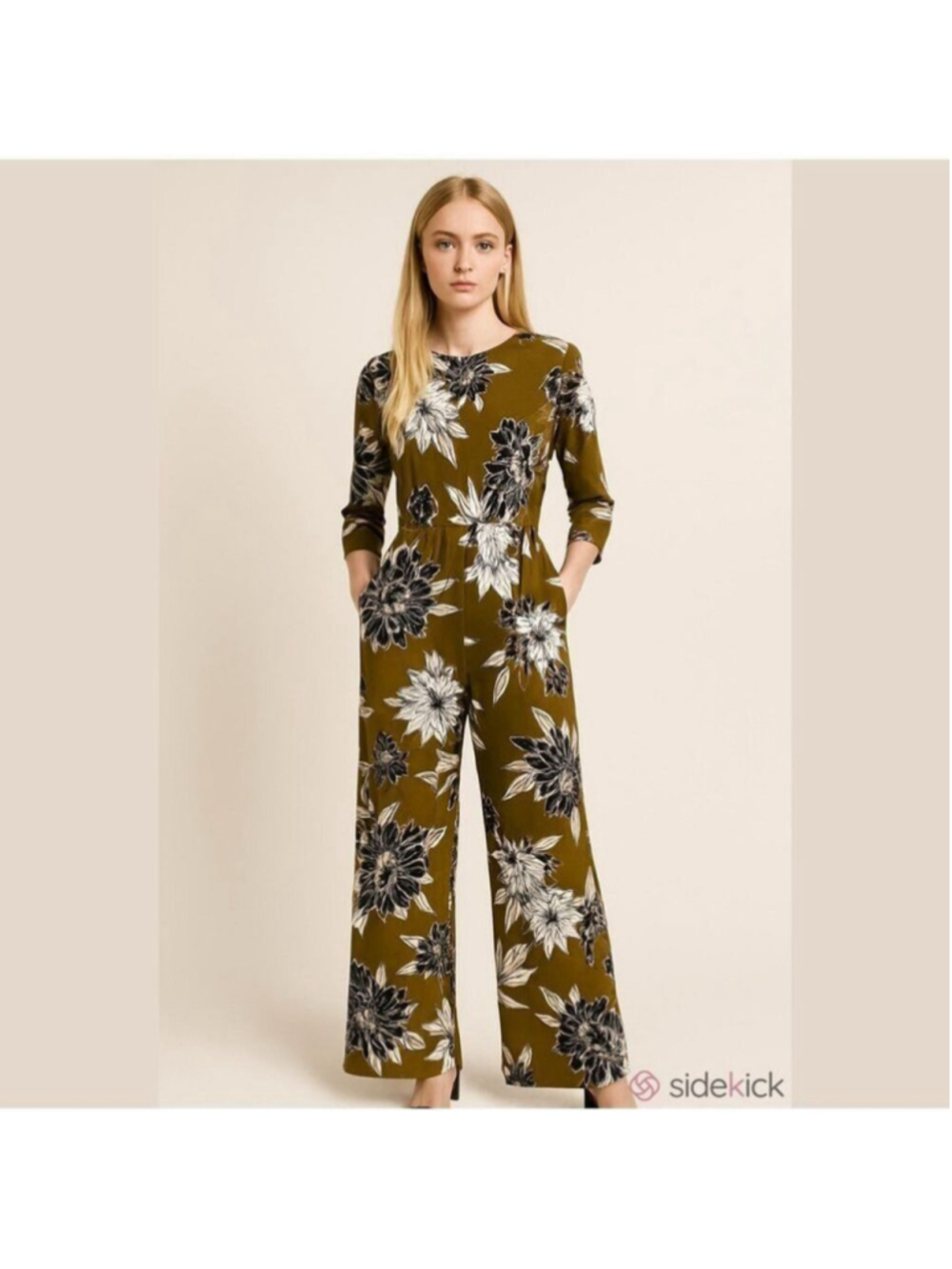 Who What Wear Floral Print Long Sleeve Jumpsuit Small